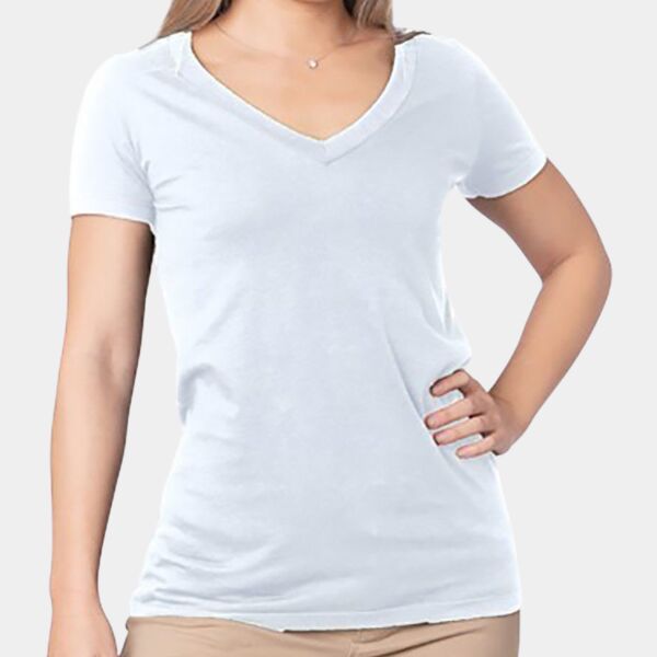 Ladies' USA Made Fine Jersey V-Neck T-Shirt Thumbnail