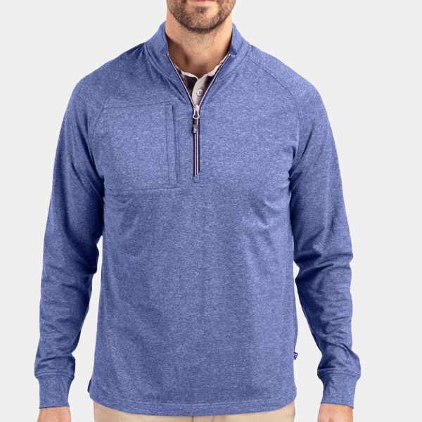 Cutter & Buck Adapt Eco Knit Heather Mens Big & Tall Quarter Zip Pullover Thumbnail