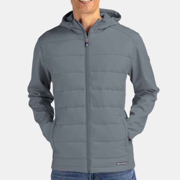 Cutter & Buck Evoke Hybrid Eco Softshell Recycled Full Zip Mens Big & Tall Hooded Jacket Thumbnail