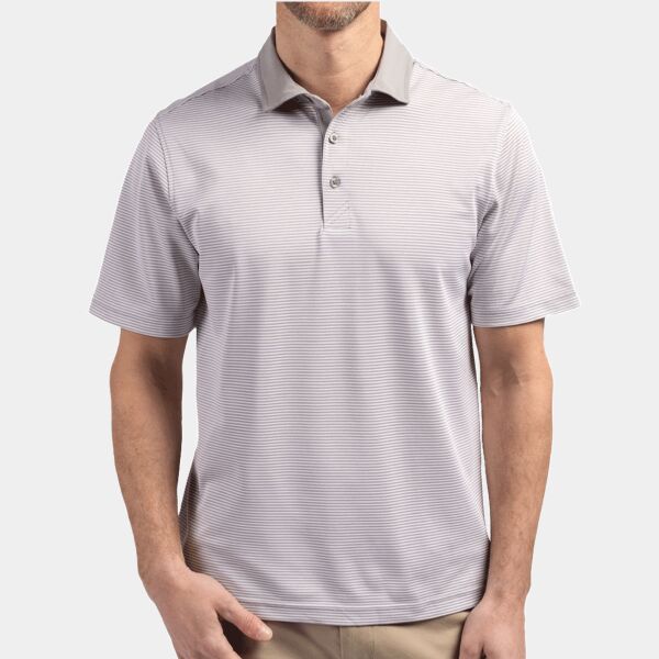Cutter & Buck Virtue Eco Pique Micro Stripe Recycled Mens Polo Thumbnail