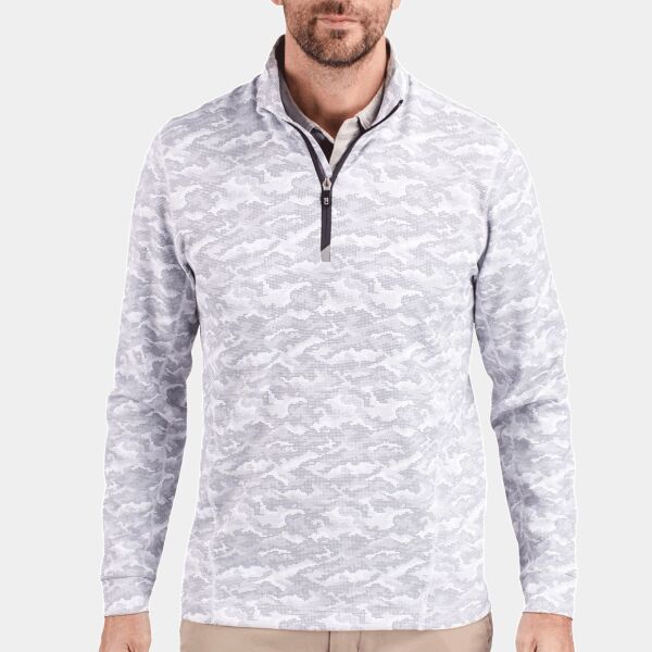 Cutter & Buck Traverse Camo Print Stretch Quarter Zip Mens Pullover Thumbnail