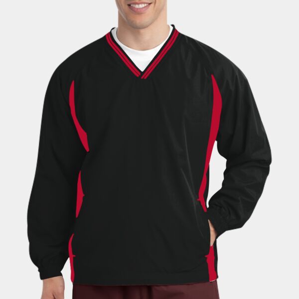 Tipped V Neck Raglan Wind Shirt Thumbnail