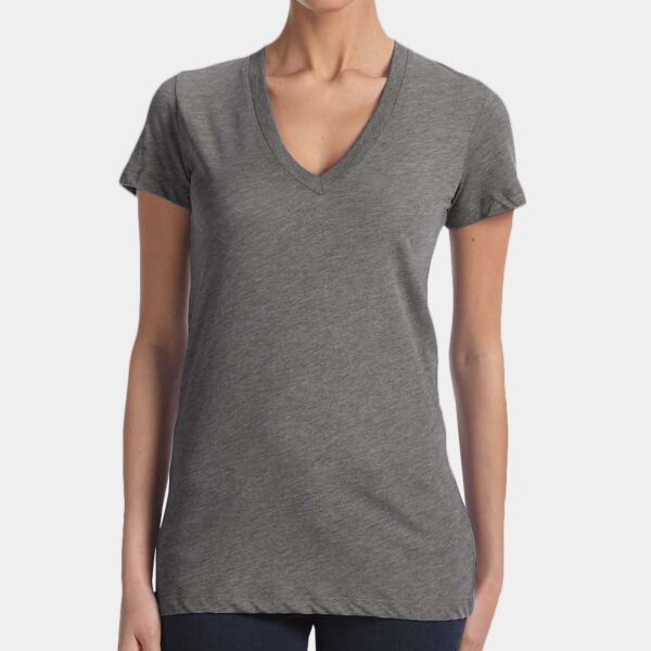 Ladies' Triblend Short-Sleeve Deep V-Neck T-Shirt Thumbnail