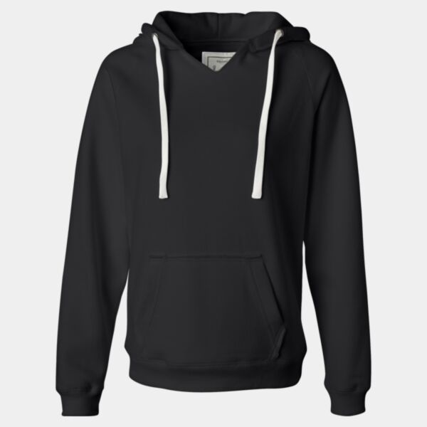 Women's Sueded V-Neck Hooded Sweatshirt Thumbnail