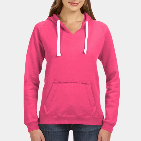 Ladies' Sydney Brushed V-Neck Hooded Sweatshirt Thumbnail