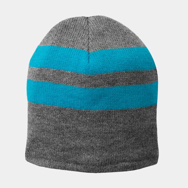 Fleece Lined Striped Beanie Cap Thumbnail