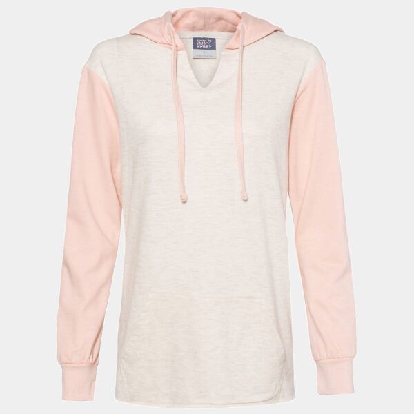 Women’s French Terry Hooded Pullover with Colorblocked Sleeves Thumbnail