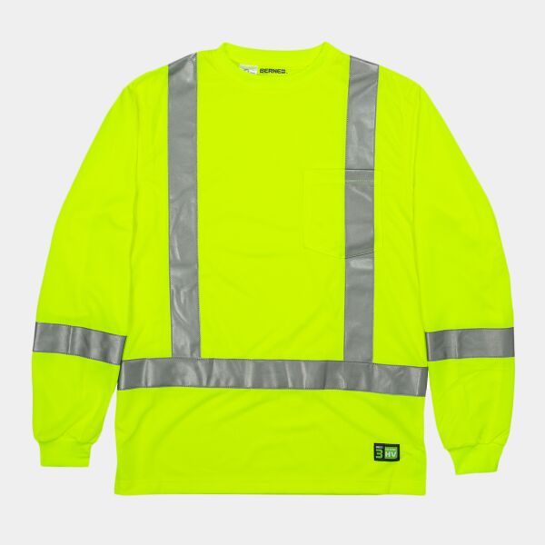 Men's Hi-Vis Class 3 Performance Long Sleeve Pocket T-Shirt Thumbnail