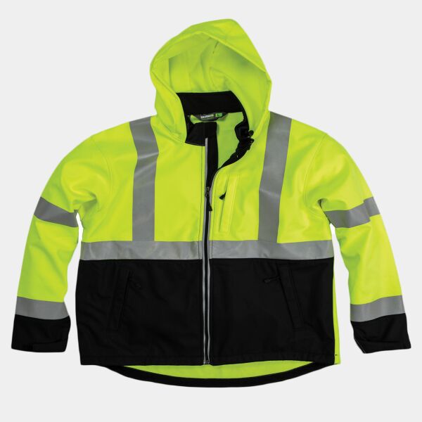 Men's Hi-Vis Class 3 Hooded Softshell Jacket Thumbnail