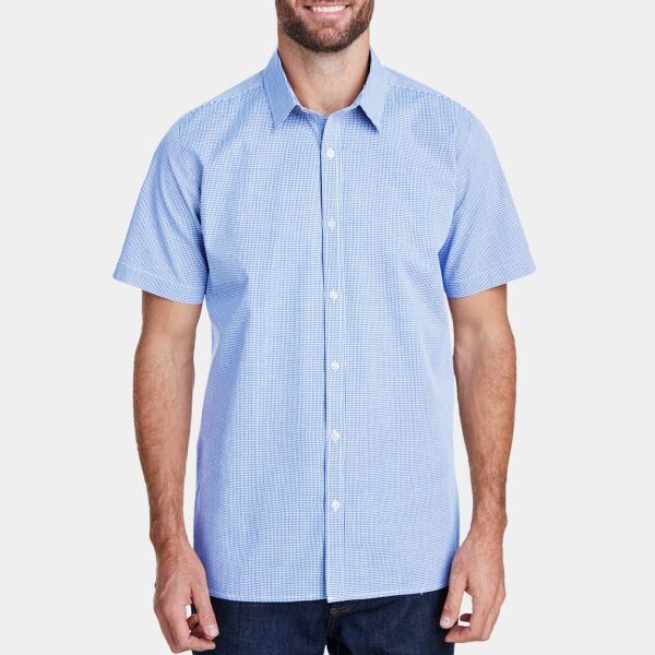 Men's Microcheck Gingham Short-Sleeve Cotton Shirt Thumbnail